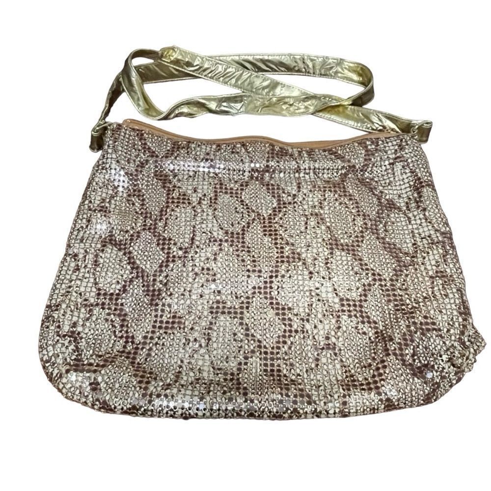 Vintage Shea Shea Gold and Cream Shimmer Metal Mesh Slouchy Shoulder Bag Purse